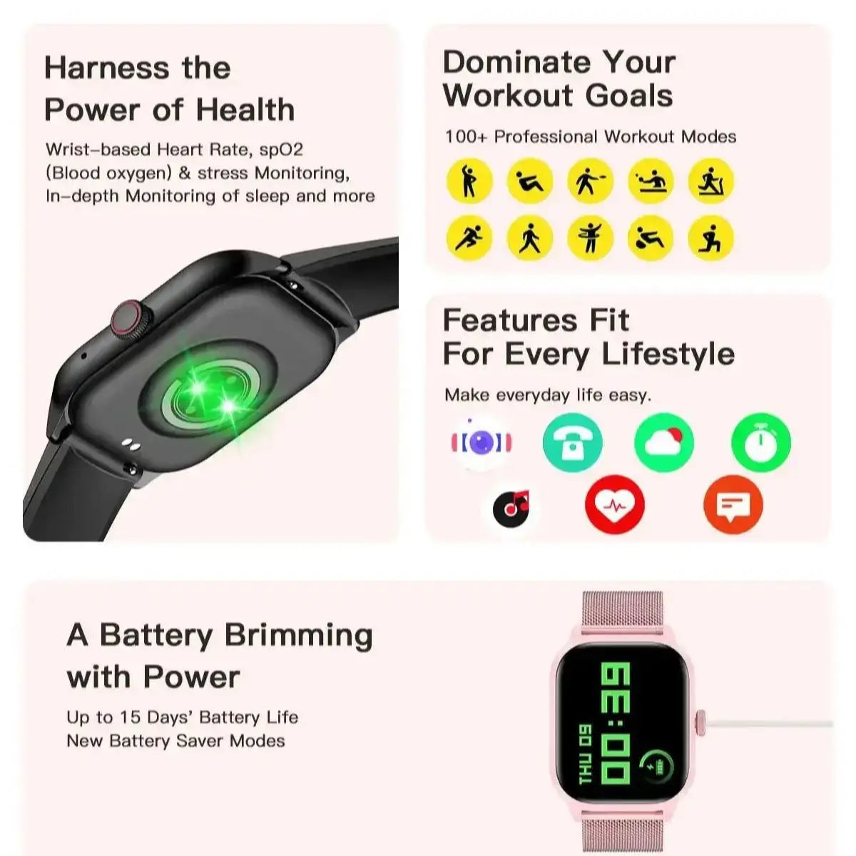 LEMFO Smart Watch Men Women 2.01'' Inch Outdoor Display Sport Waterproof Bluetooth Call Sports Fitness Smart Watches Smartwatch