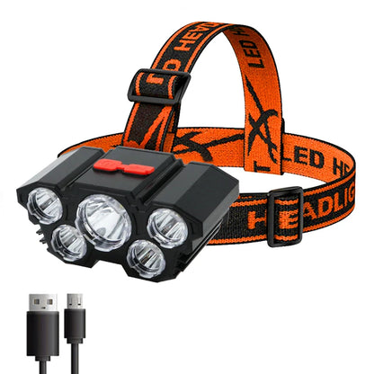 Torcia 5 LED ricaricabile con Batteria Integrata